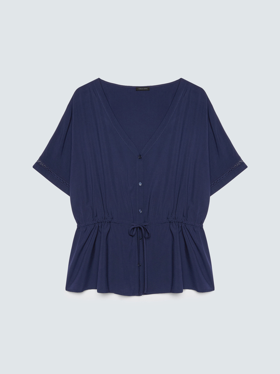 Viscose blouse with drawstring waist