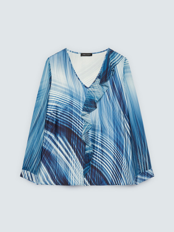 Blusa in viscosa stampata con volant