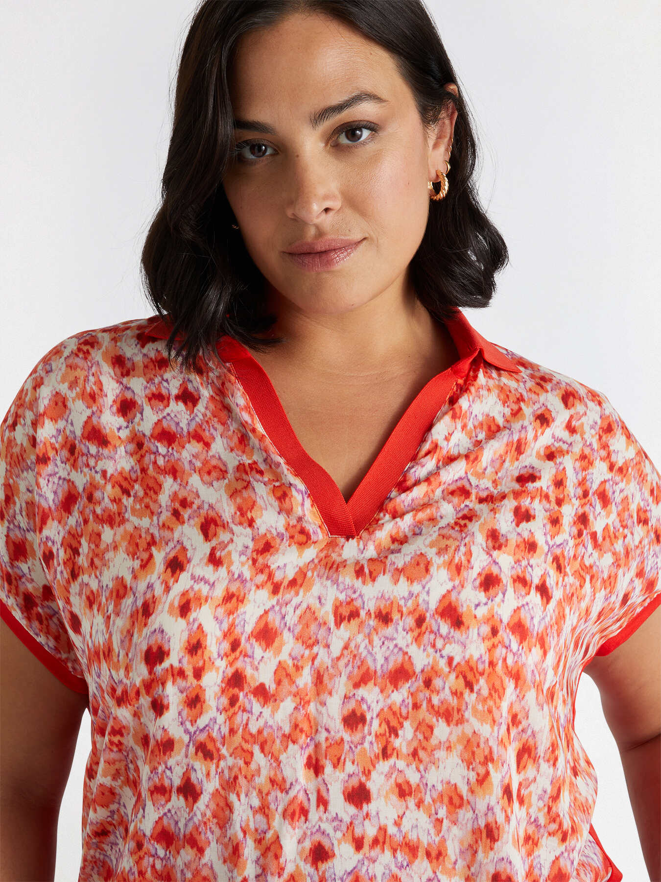 Blusa in due tessuti con stampa a fiori image number 2