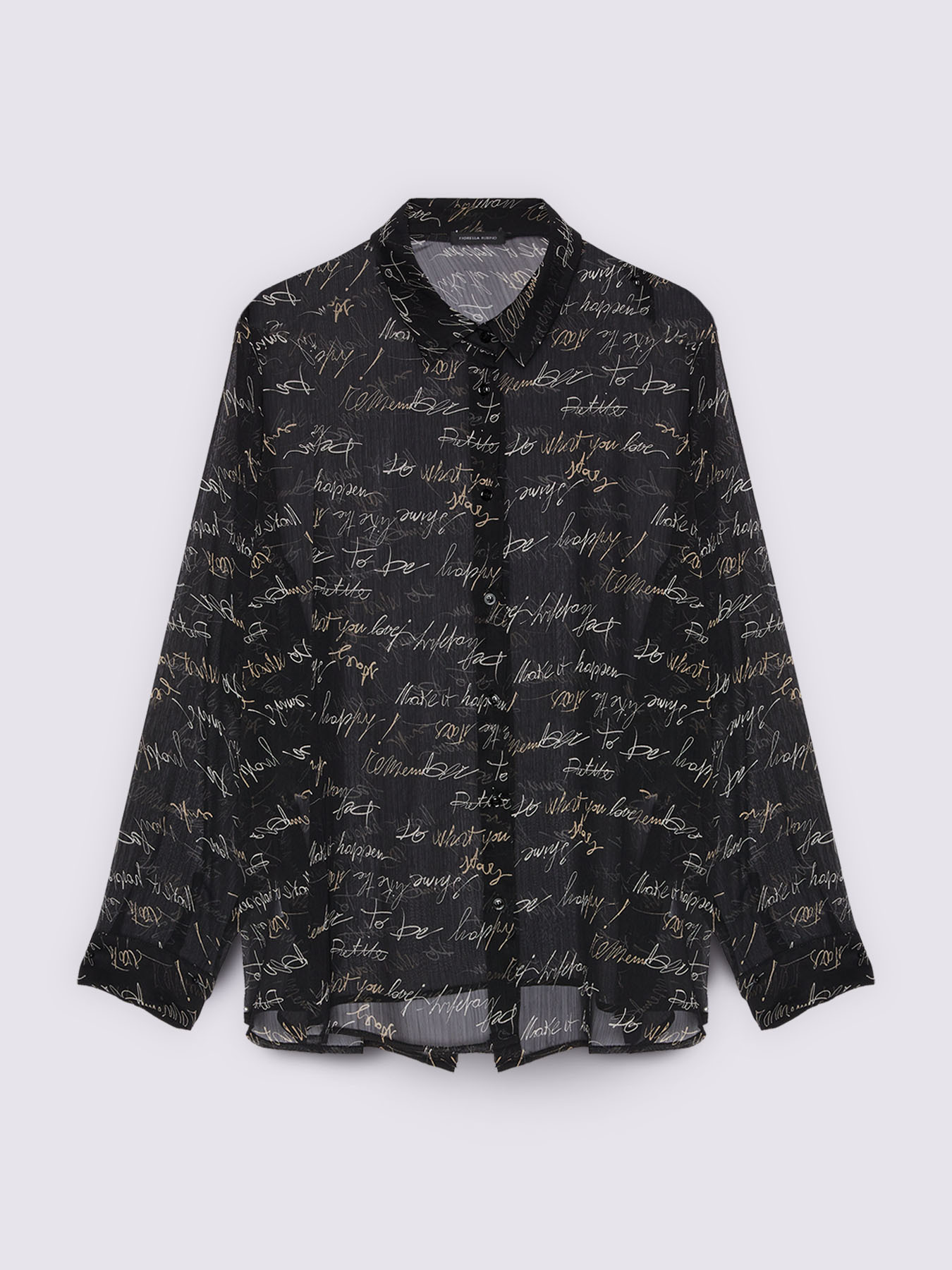 Shirt with lettering print in crinkled fabric image number 4