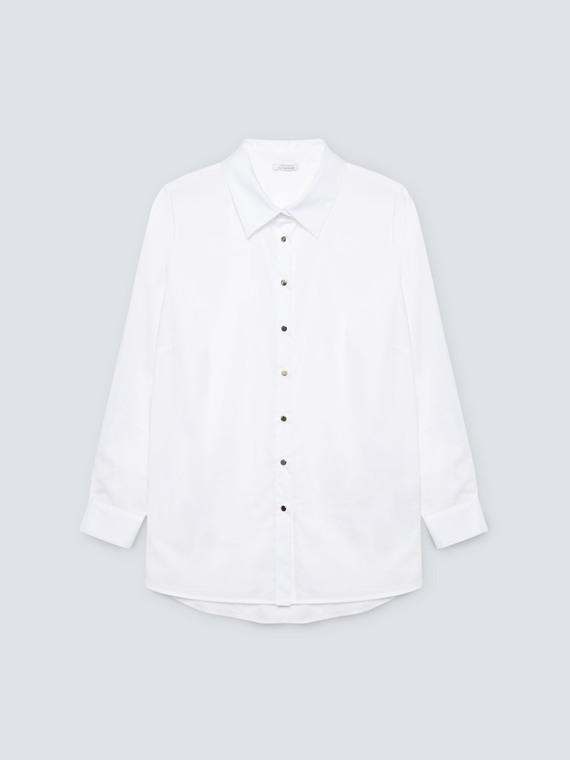 Camisa blanca de popelina elástica
