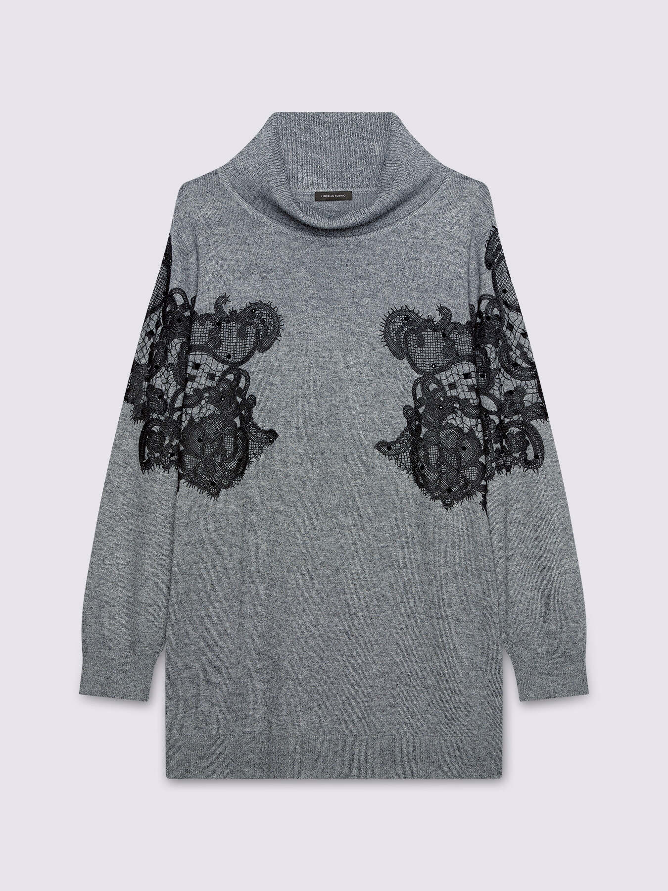 Maglia dolcevita con inserto in pizzo image number 4