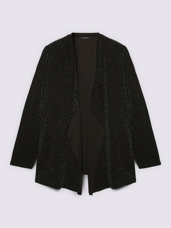Open cardigan in lurex jersey