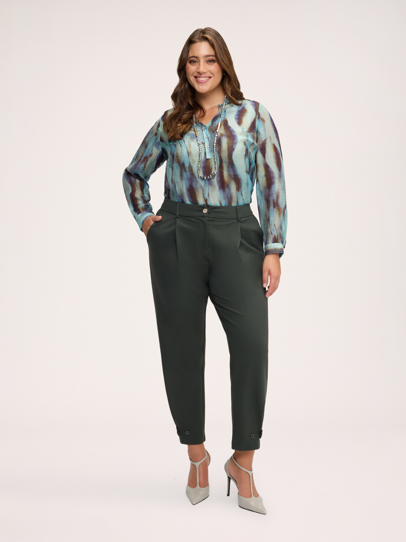 Crepon blouse with all-over print image number 2