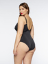 Black one-piece swimsuit with metal loops image number 1