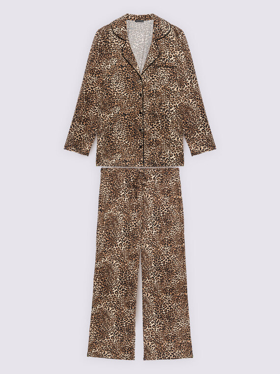 Pyjama-Set mit Leopardenmuster aus Baumwoll-Jersey