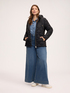 Two-material down jacket with waist belt image number 0