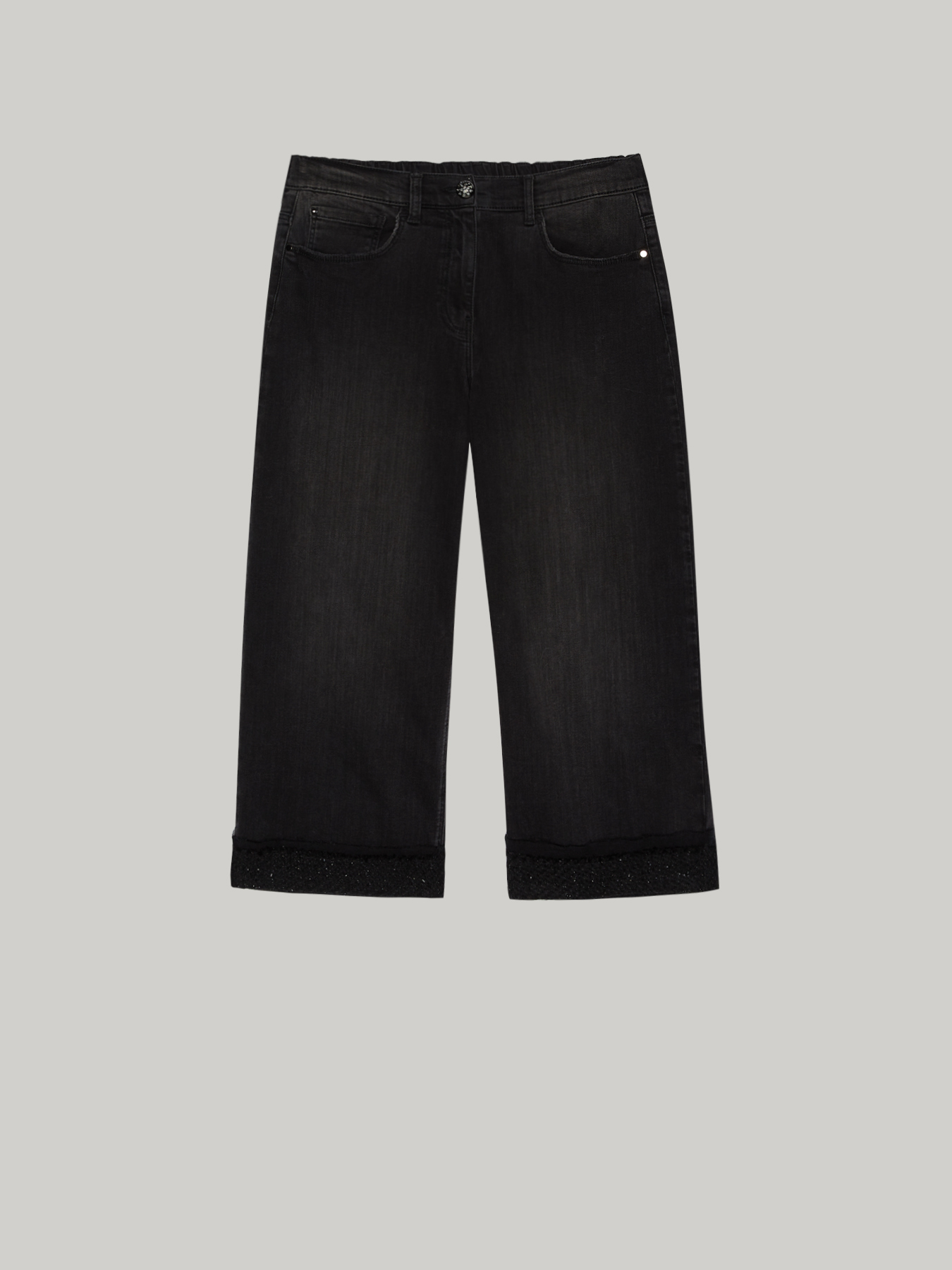 Jeans cropped regular con inserto al fondo image number 3