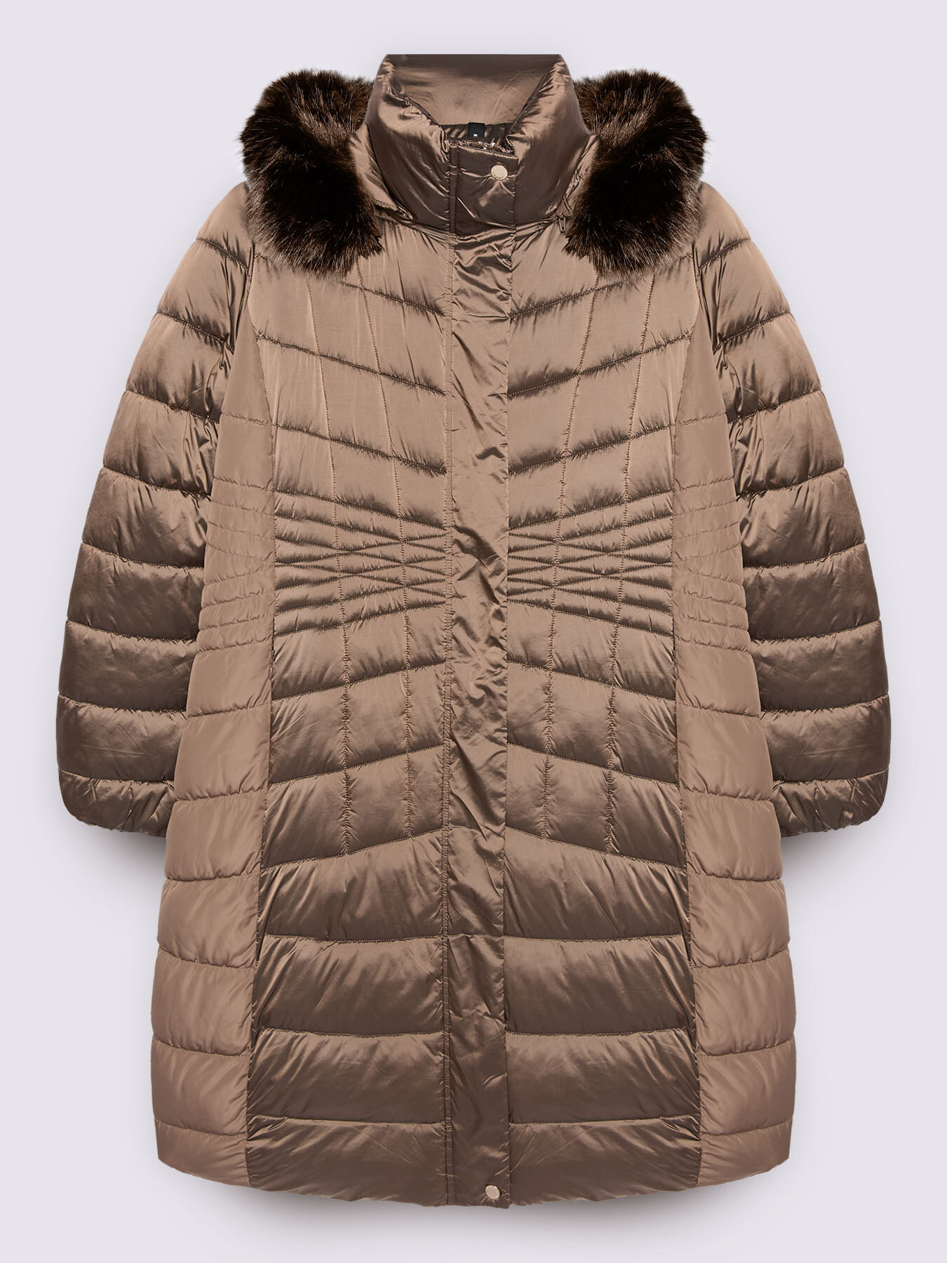 Long bi-material down jacket image number 4