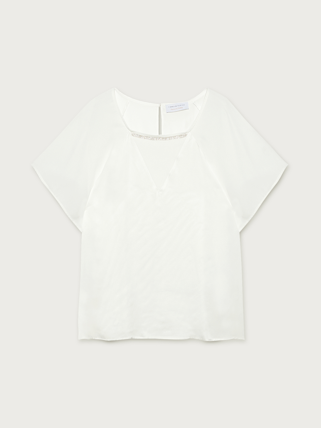 Blusa de dos tejidos con pedrer&iacute;a image number 3