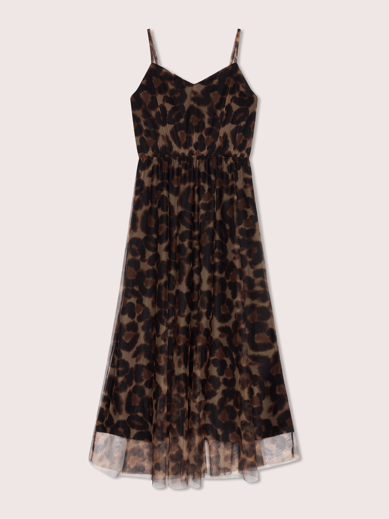Long animal-print tulle dress image number 5