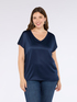 Two-material V-neck T-shirt image number 0