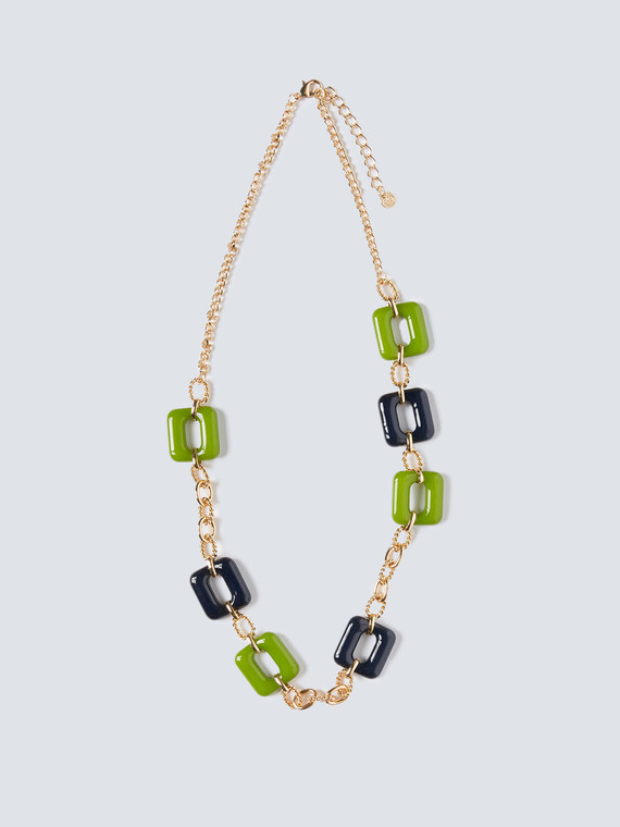 Long necklace with square pendants