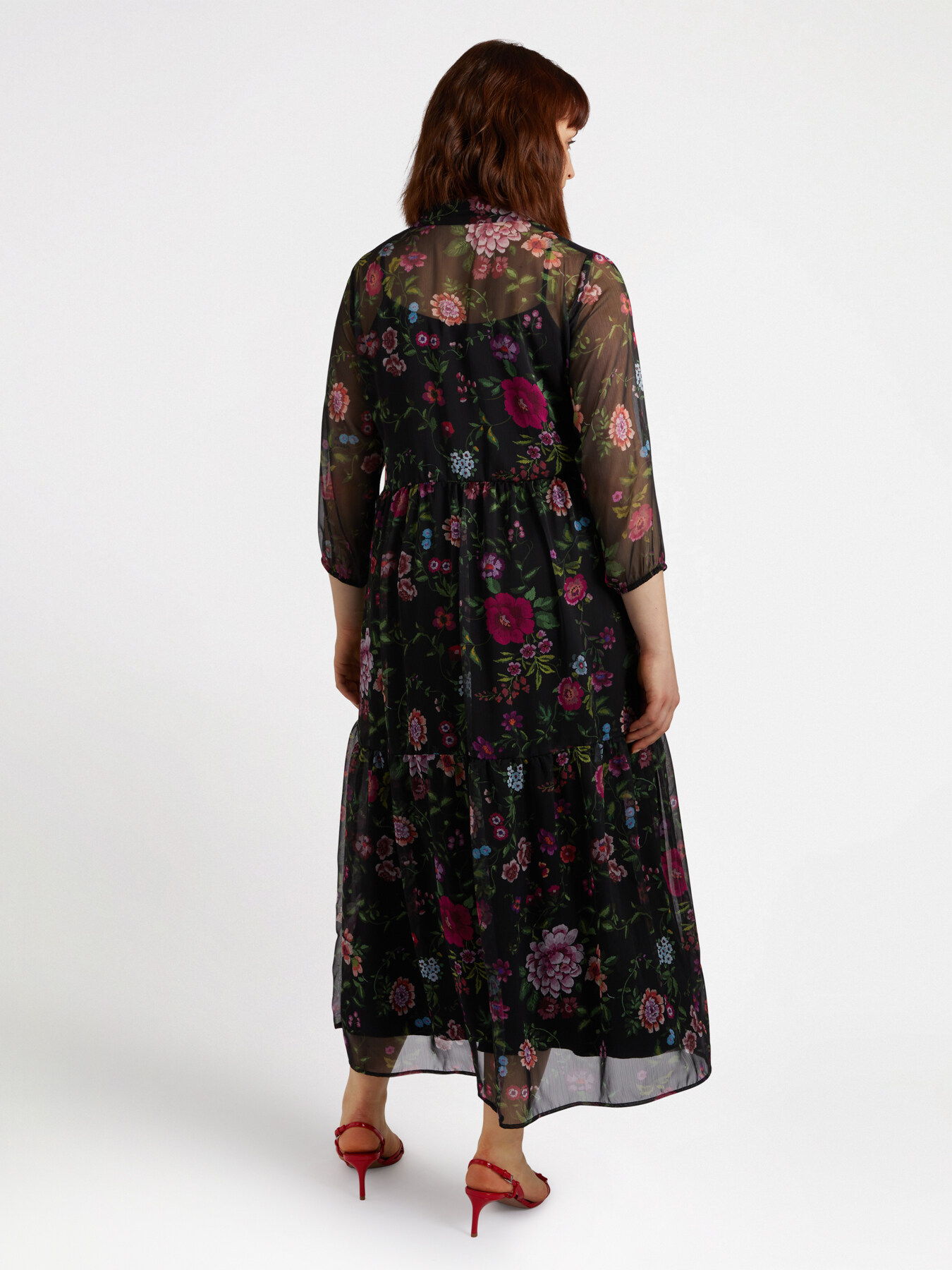 Vestito floreale chemisier lungo image number 2