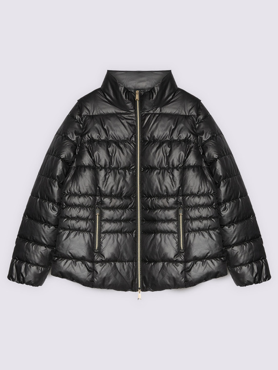 Quilted puffer jacket with high collar
