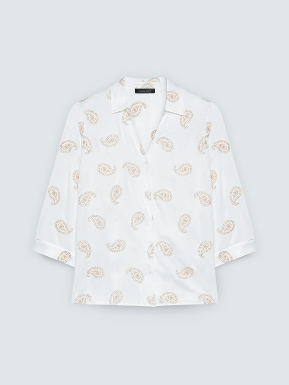 Viskose-Hemd mit Paisley-Stickerei