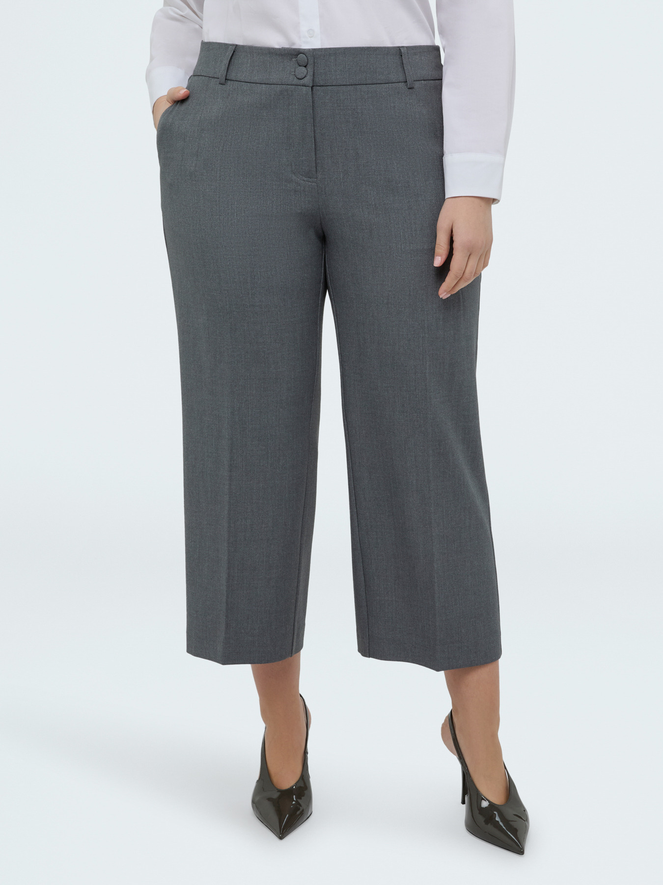 Cropped-Hose aus Melange-Stoff image number 0