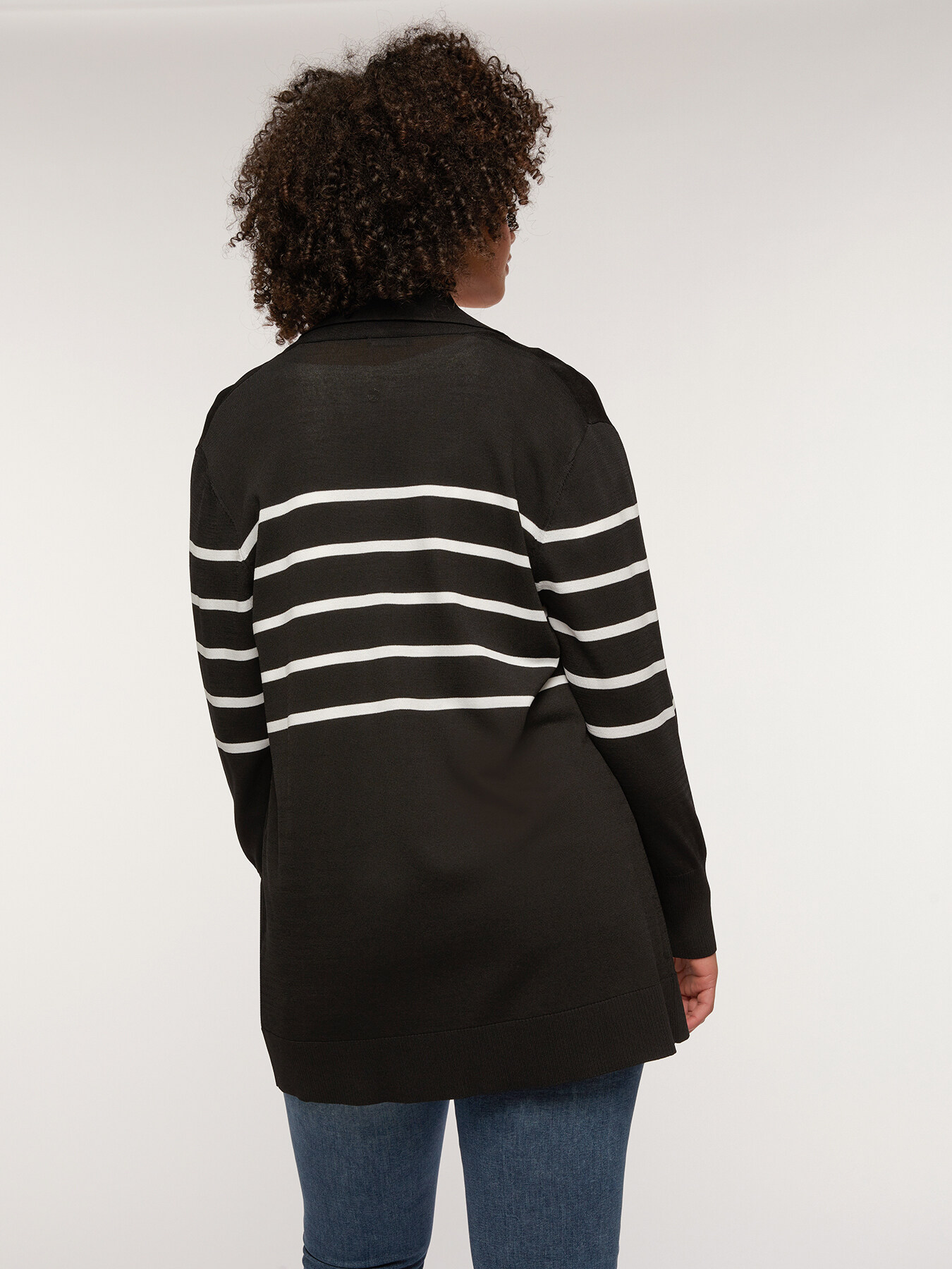 Striped open-front cardigan image number 1