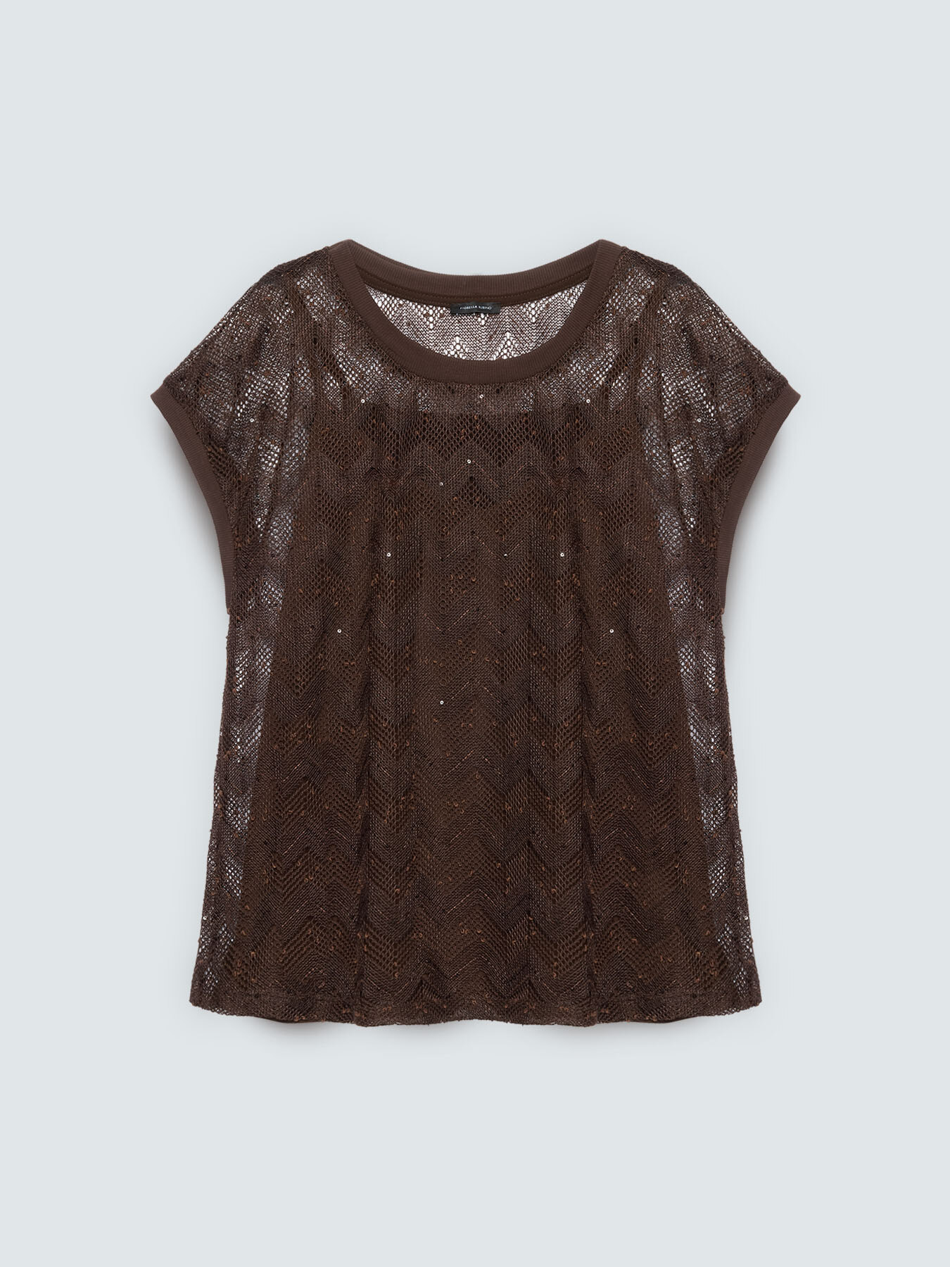 Openwork ajour&eacute; knit top with sequins image number 4