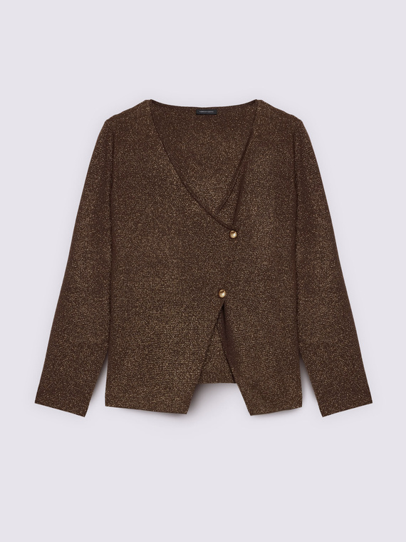 Asymmetrical laminated effect cardigan