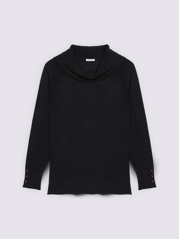 Rollkragenpullover mit Kn&ouml;pfen an den Manschetten