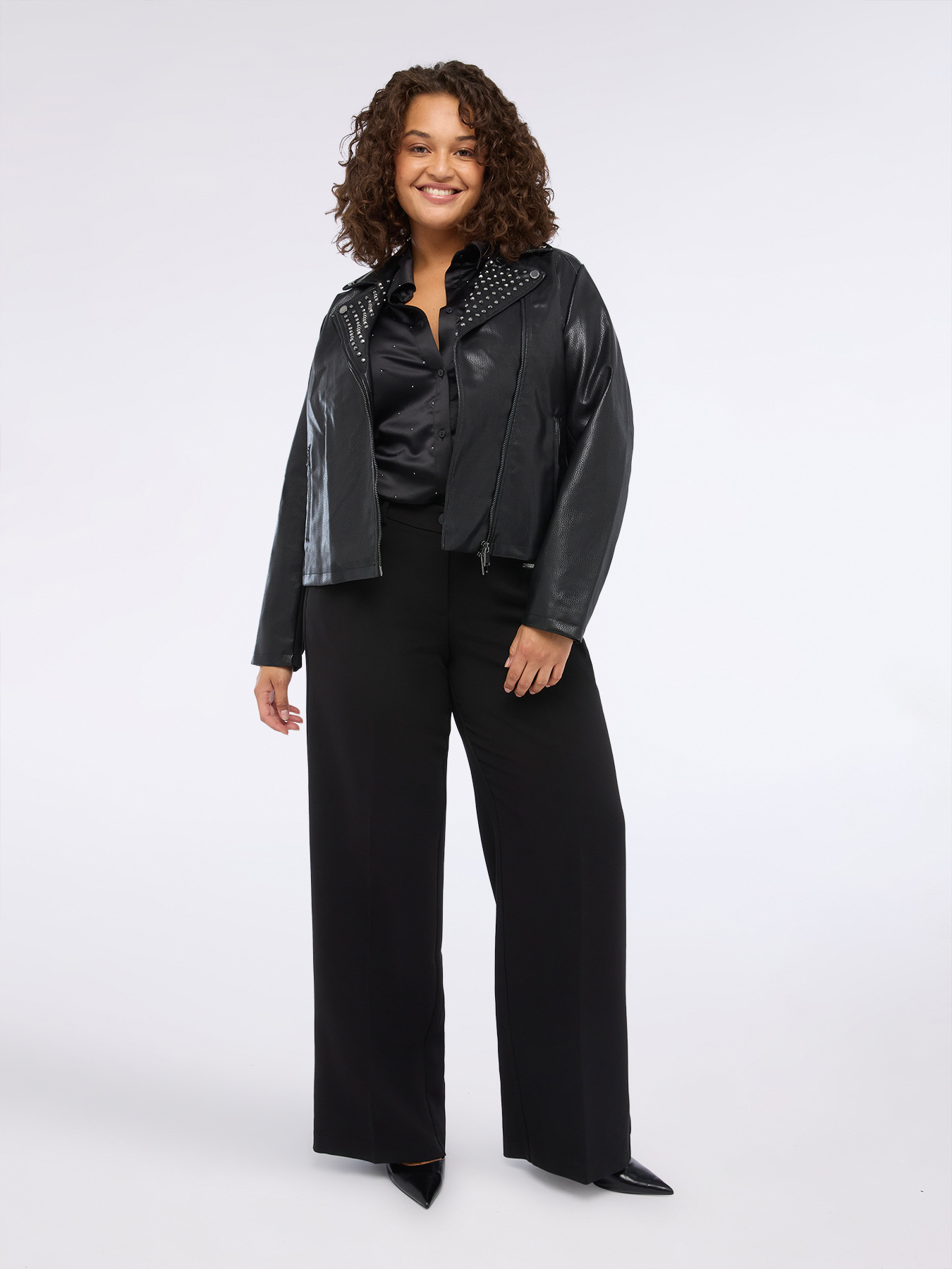 Pantaloni Wide Leg con zip decorative image number 3