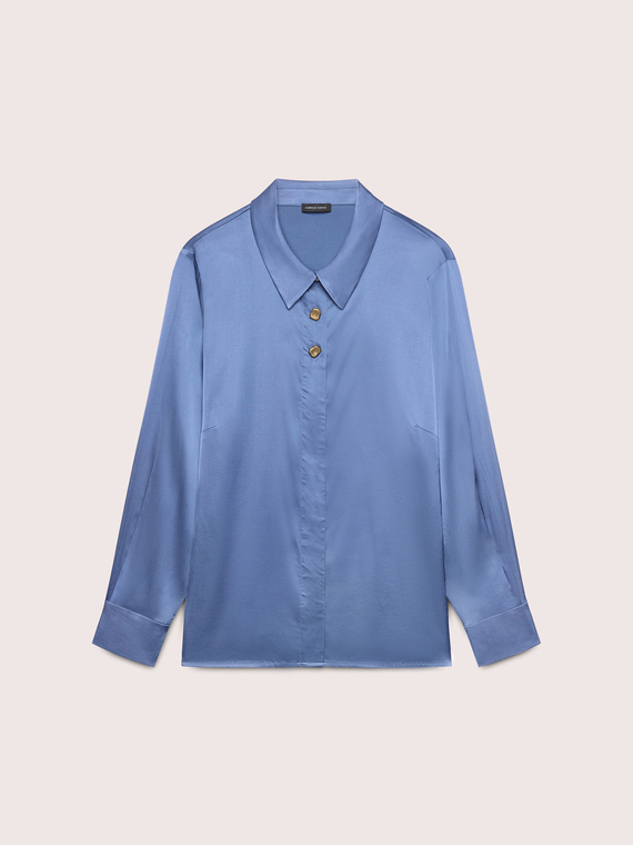 Stretch satin blouse with jewel buttons