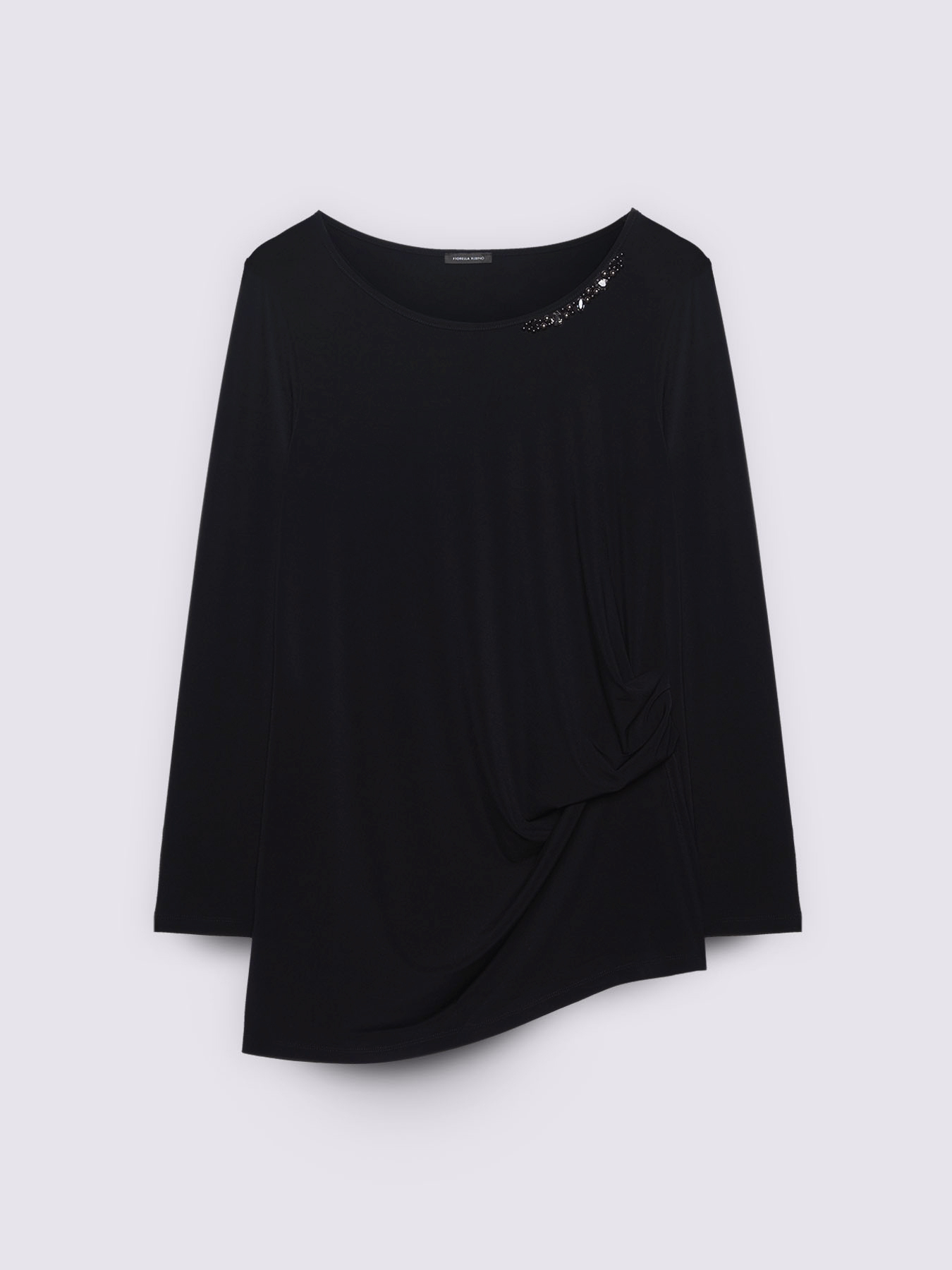 T-shirt con drappeggio e castoni image number 5