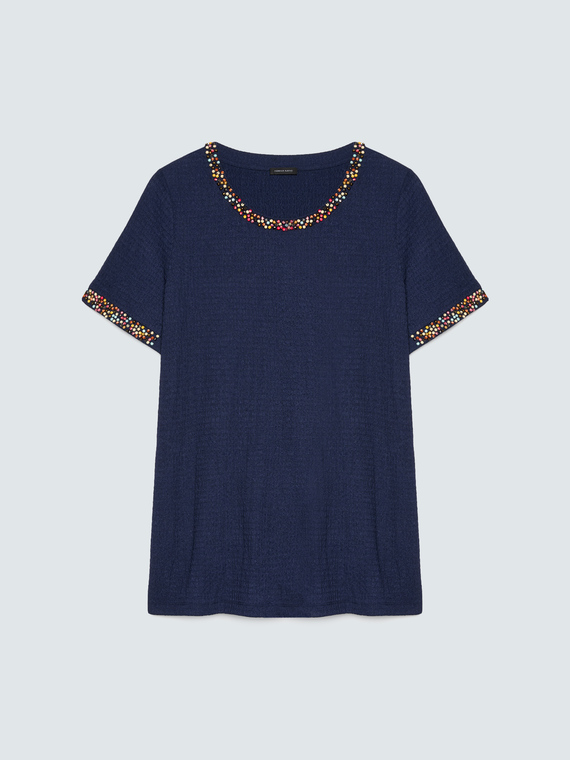 T-shirt in jersey con perline