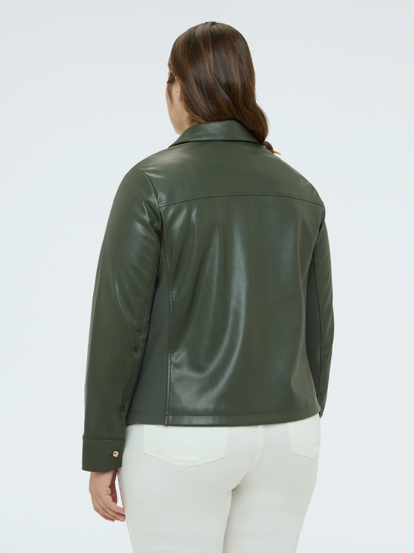 Biker jacket with woven insert image number 1