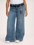 Wide Leg Jeans with lace and charm image number 0