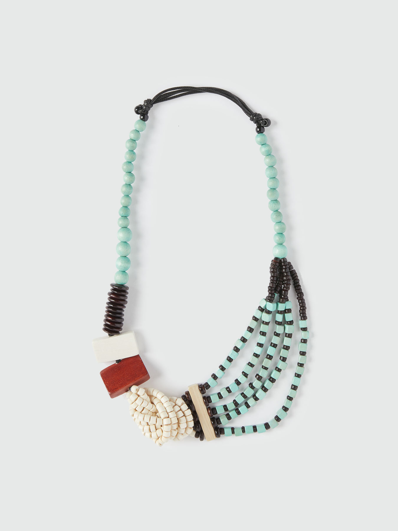 Collana con perline in legno colorato image number 1