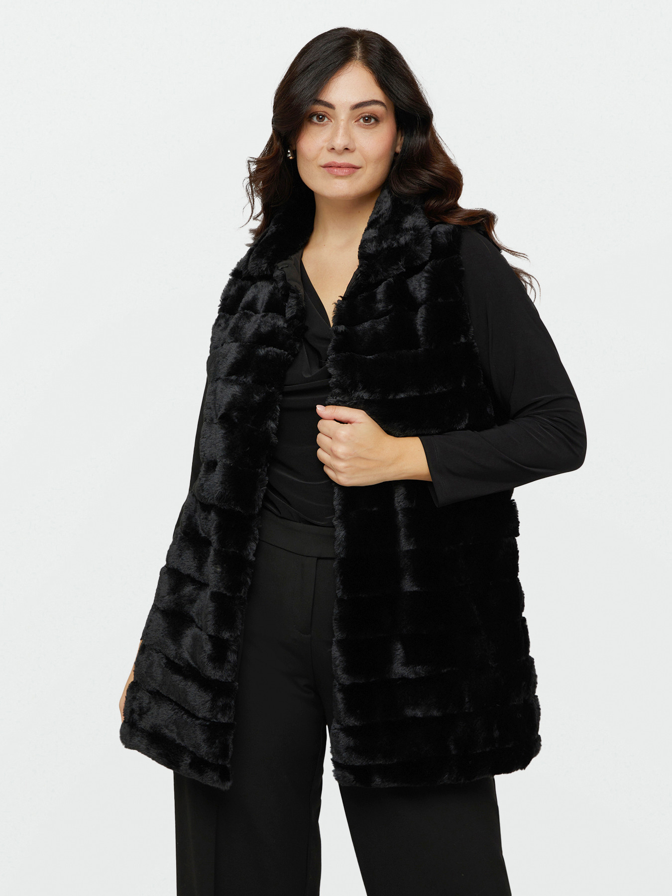 Long soft plush effect waistcoat image number 0