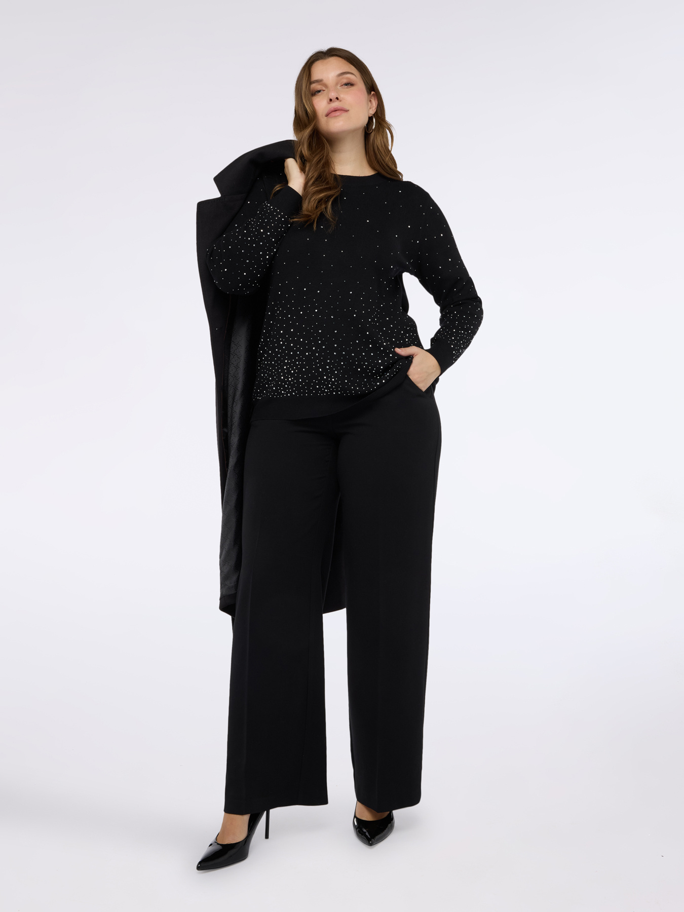 Rundhals-Pullover mit leuchtenden Applikationen image number 0