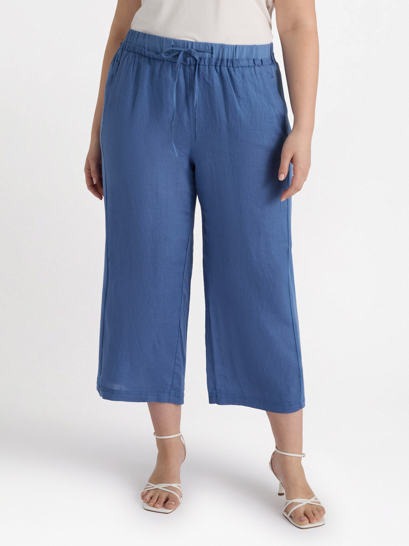 Pantalon en lin et jersey avec cordons image number 2