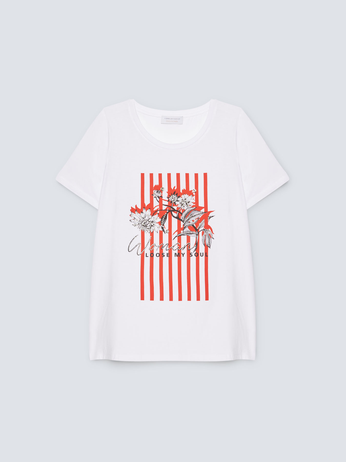 T-shirt con stampa floreale e ricamo image number 3