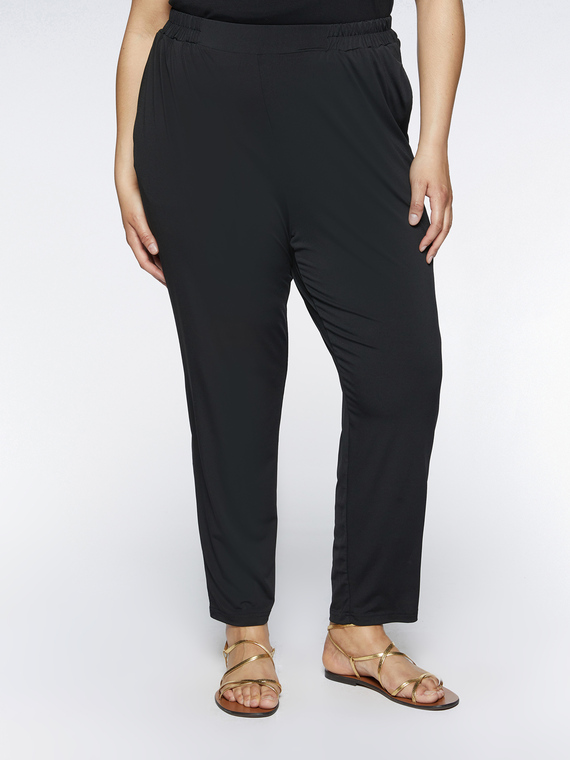 Fiorella Rubino - Pantaloni morbidi con elastico in vita Donna, Nero Taglia: M (52-54 IT)