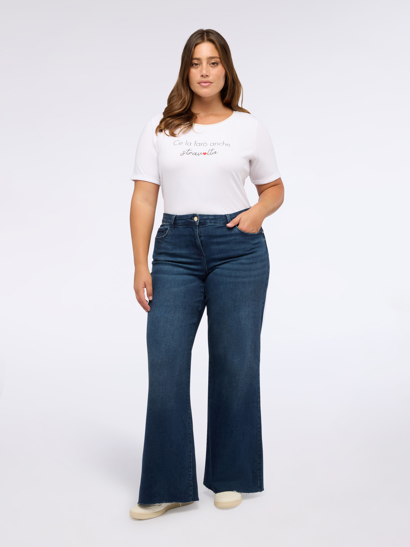 Jeans wide leg lavaggio blu image number 4