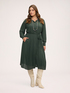 Long pliss&eacute; chemisier dress in georgette image number 0