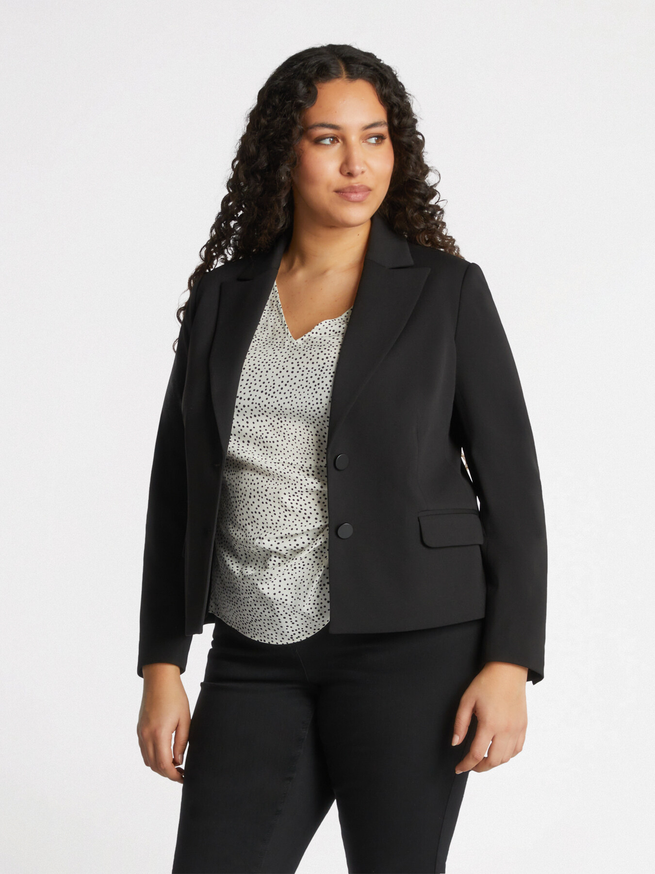 Cropped blazer in stretch fabric image number 2