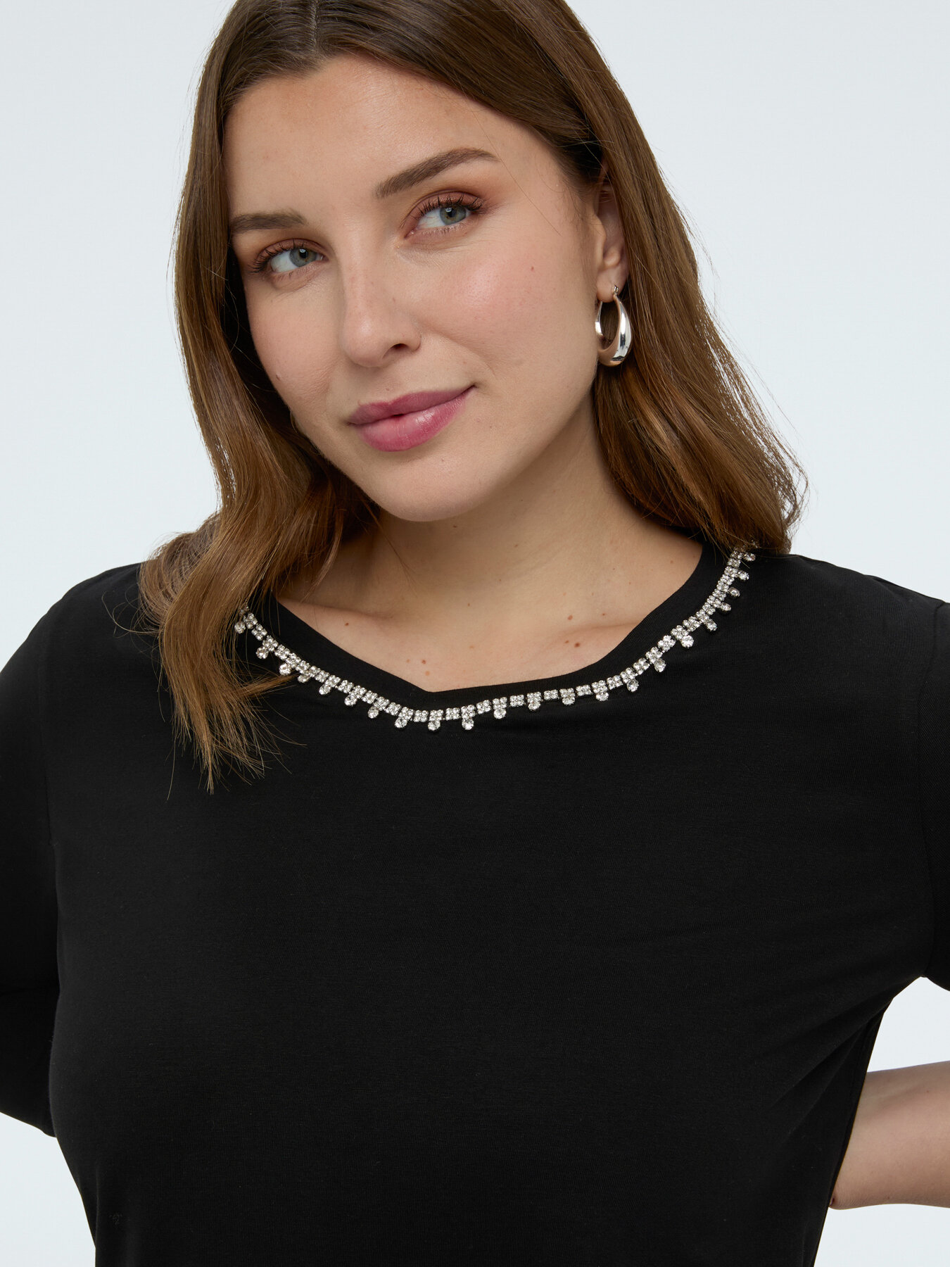 Cotton jersey t-shirt with crystal image number 2