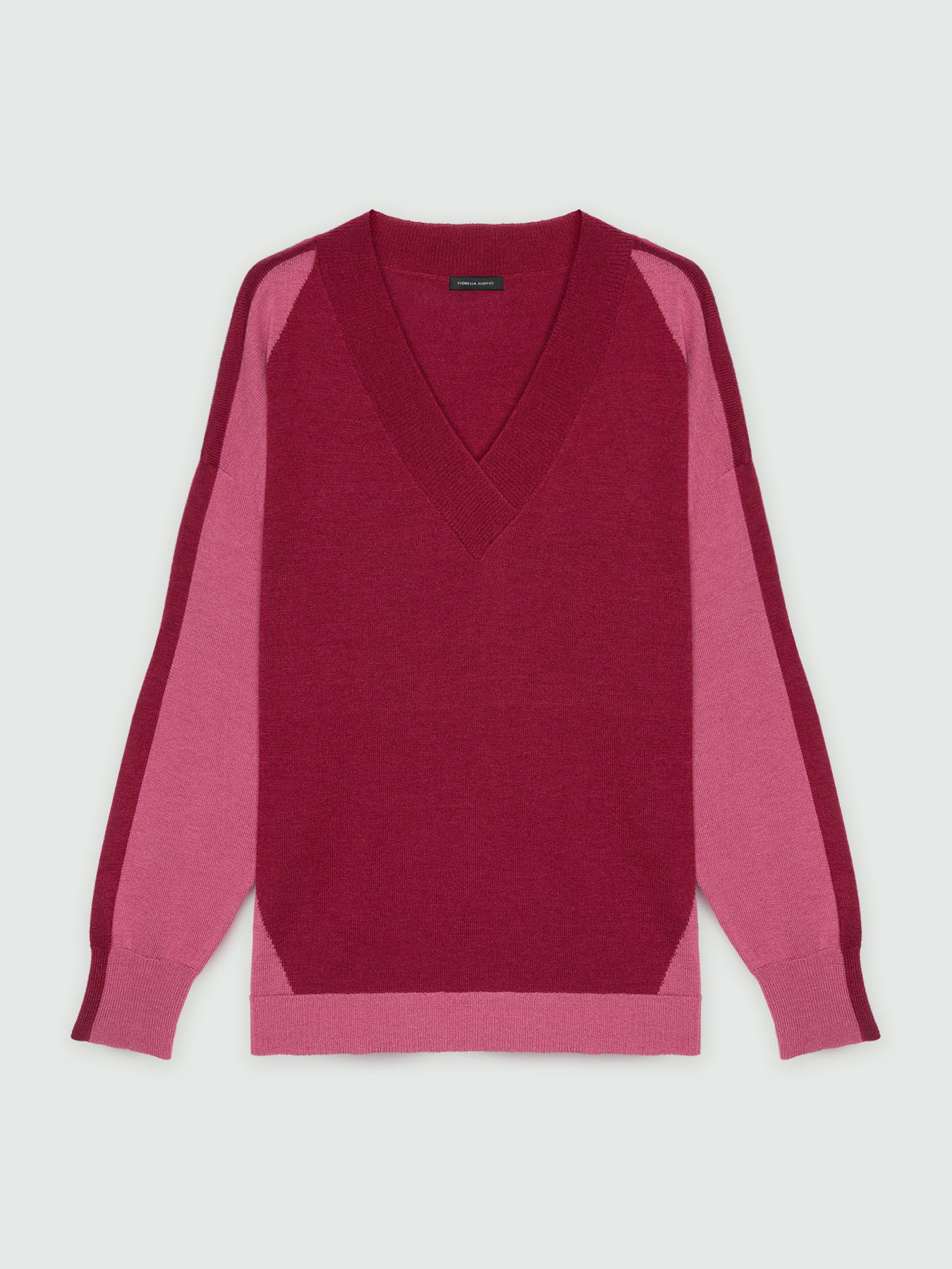 Block colour jumper with V-neck image number 4