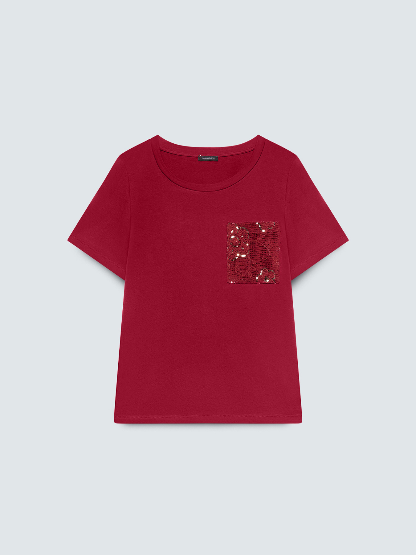 Cotton t-shirt with crochet pocket and sequins image number 4