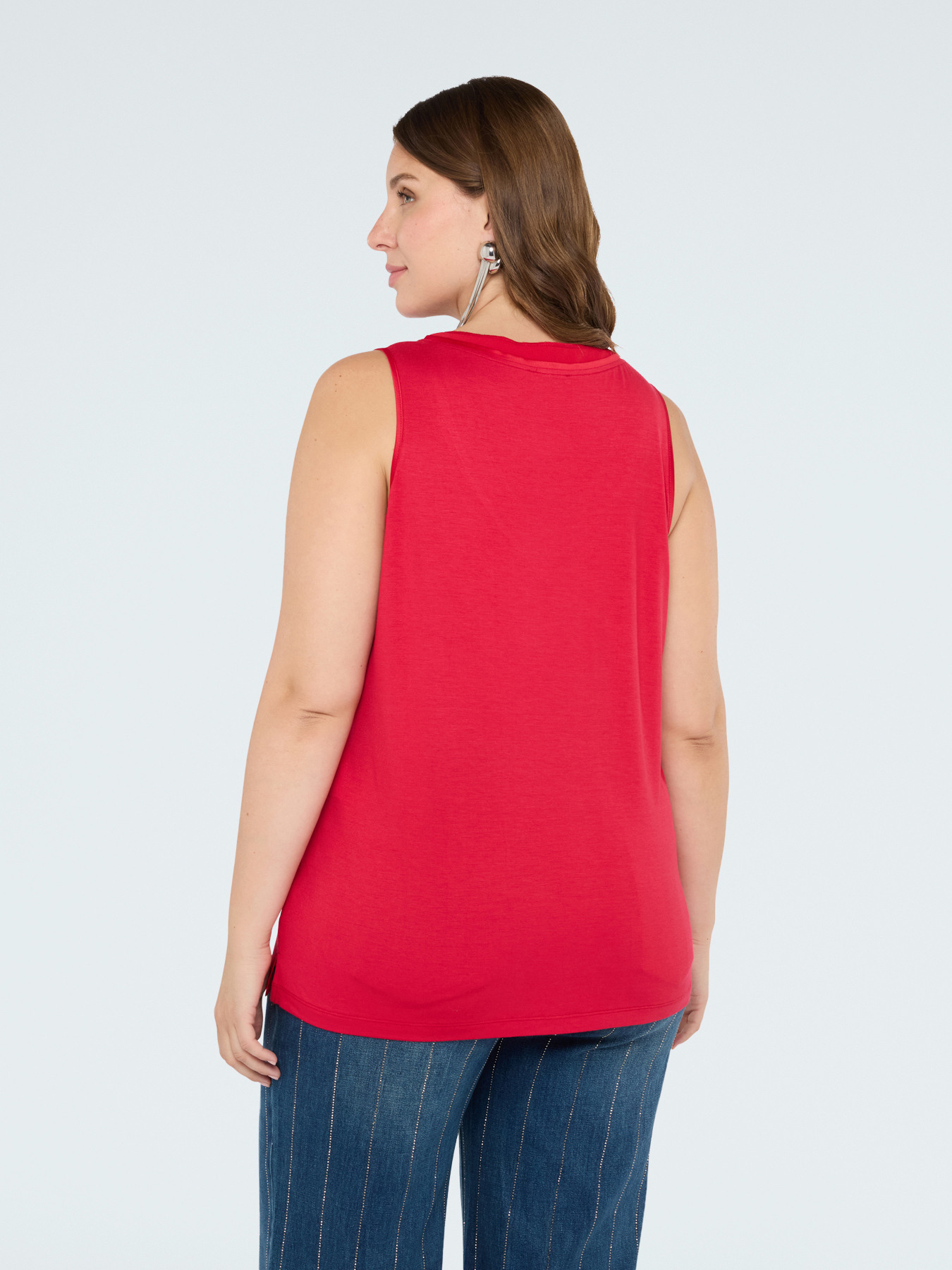 Two-material top with V-neck image number 1
