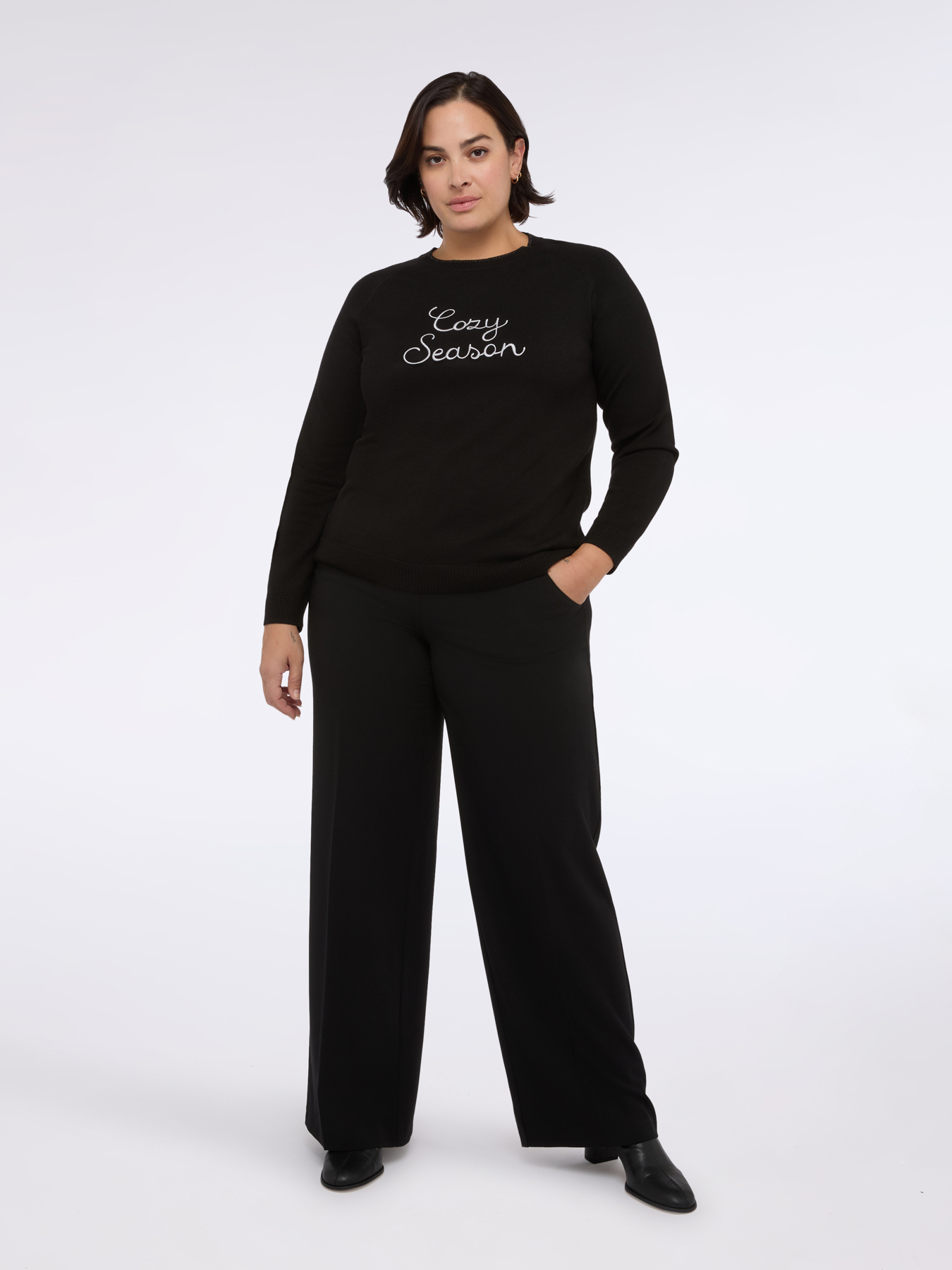 Pantaloni Wide Leg in tessuto scuba image number 3