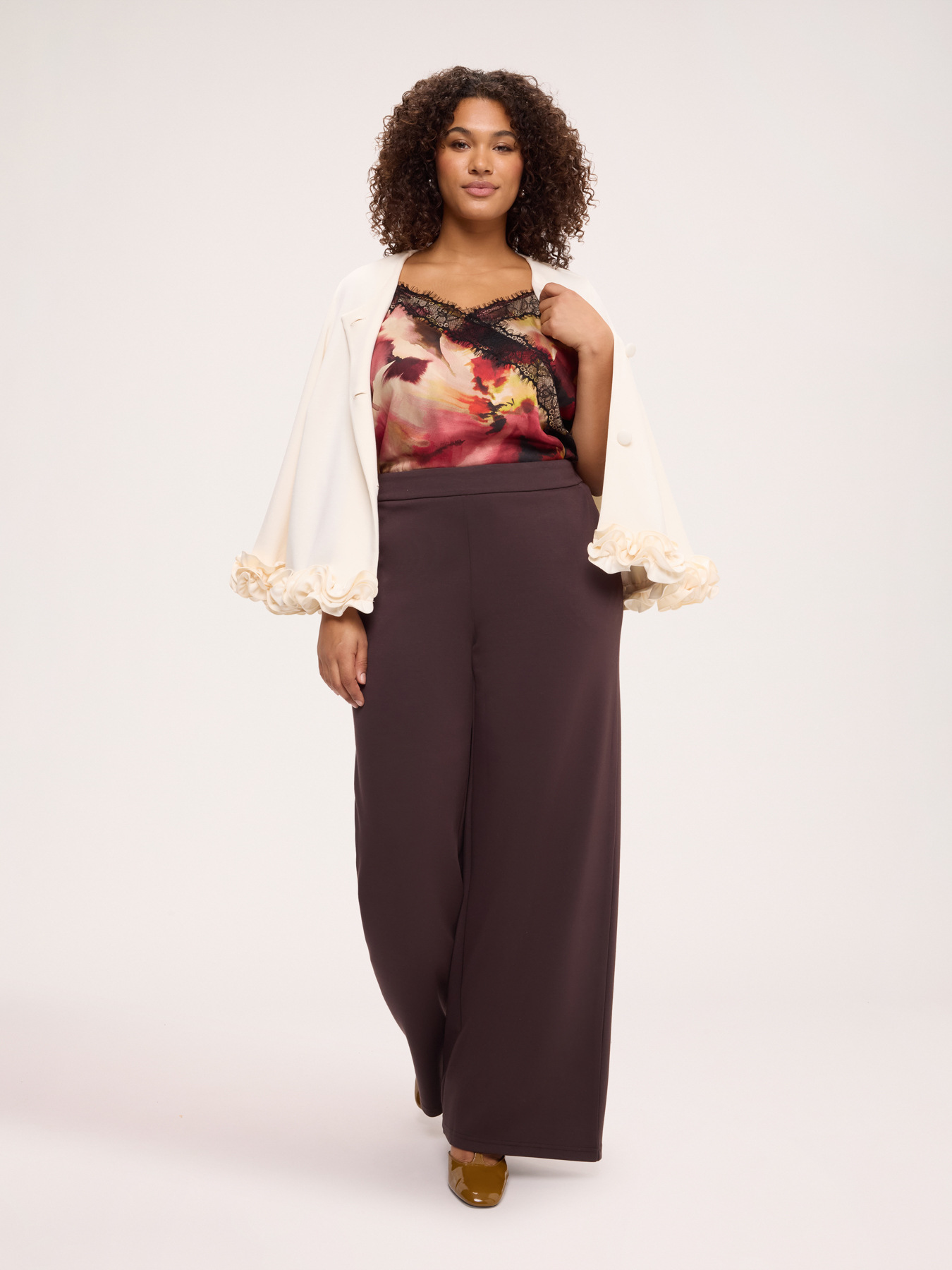 Wide leg trousers in scuba fabric image number 0