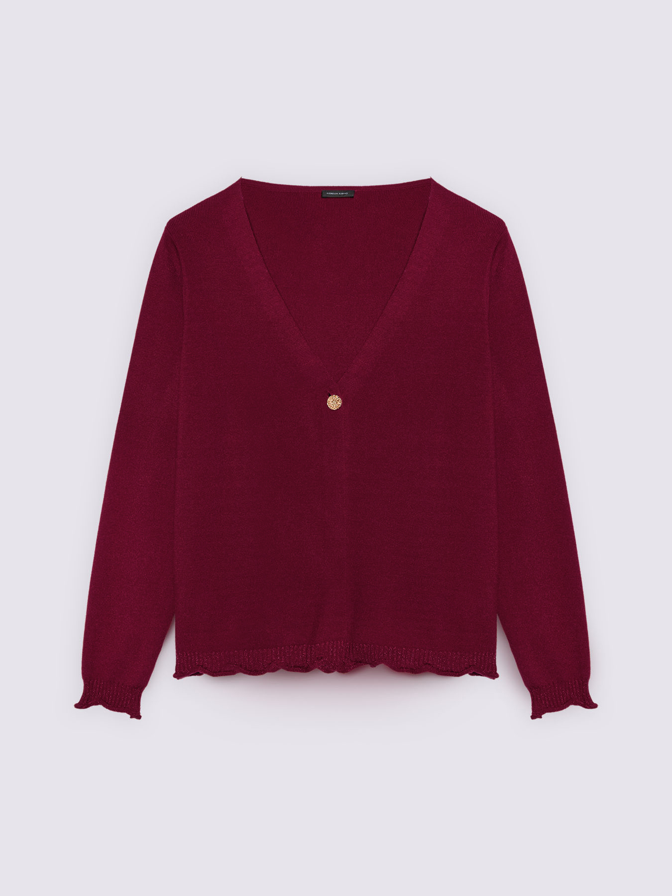 Cardigan scollo a V con bordi smerlati image number 4