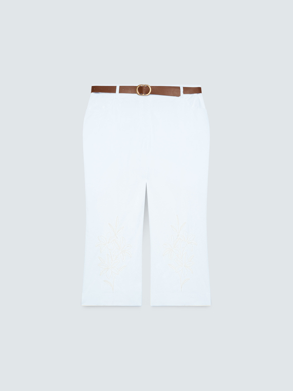 Pantaloni cropped con ricami e cintura
