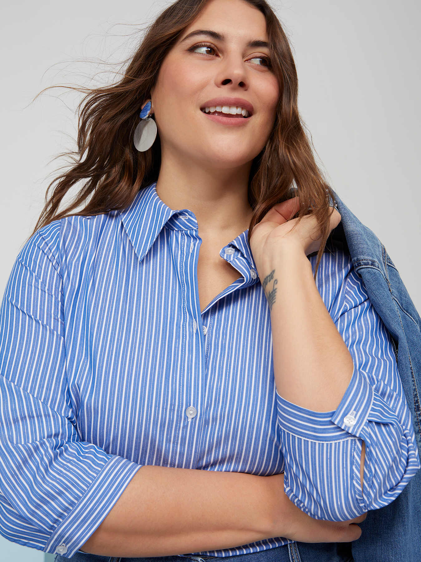 Camicia a righe misto cotone image number 0