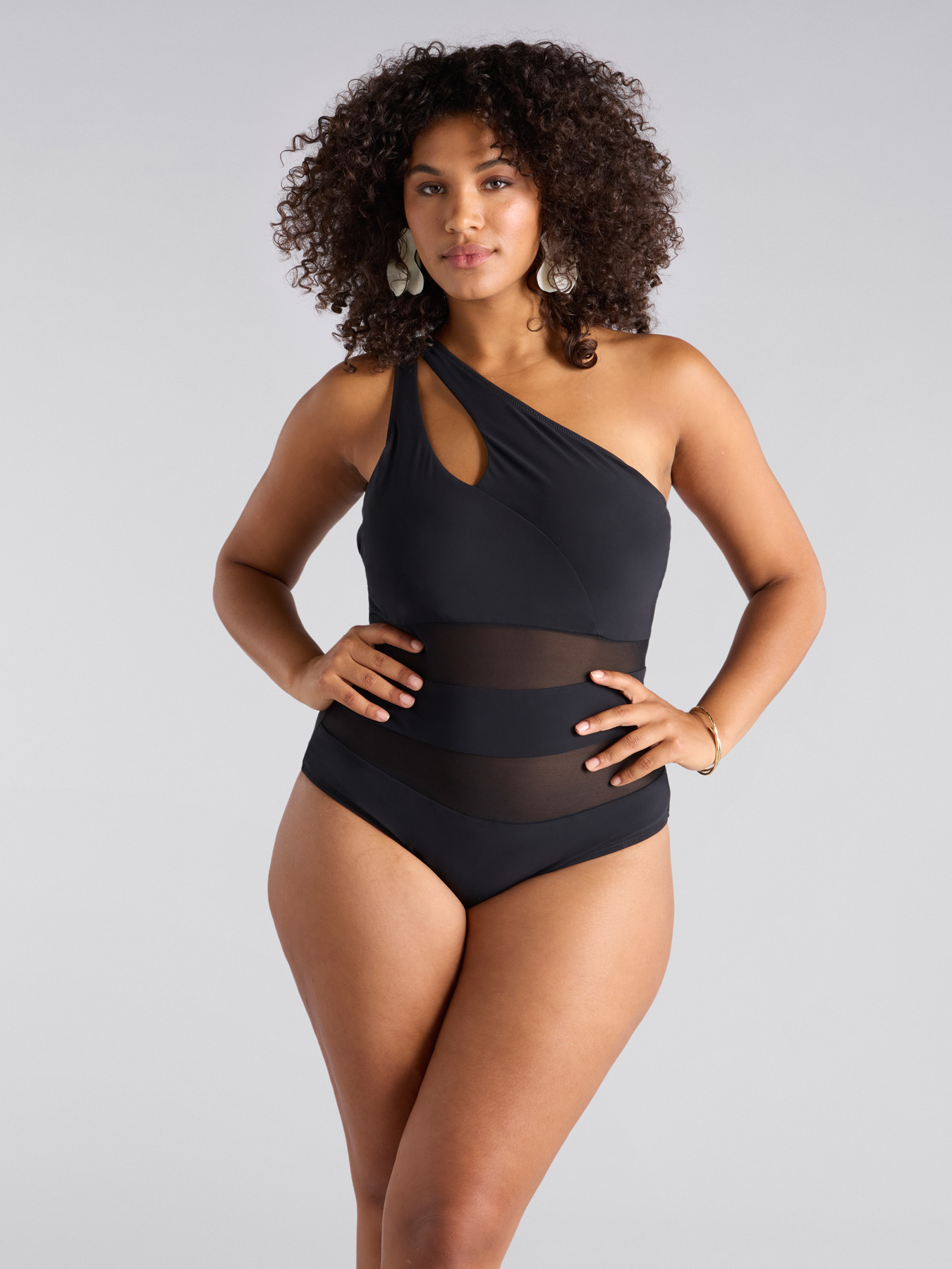 One-shoulder one-piece swimsuit image number 3